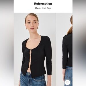 Reformation Black Button-Up Blouse